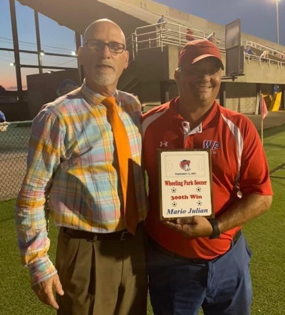Wheeling Park A.D. Dwaine Rodgers and Boys Soccer Coach Mario Julian