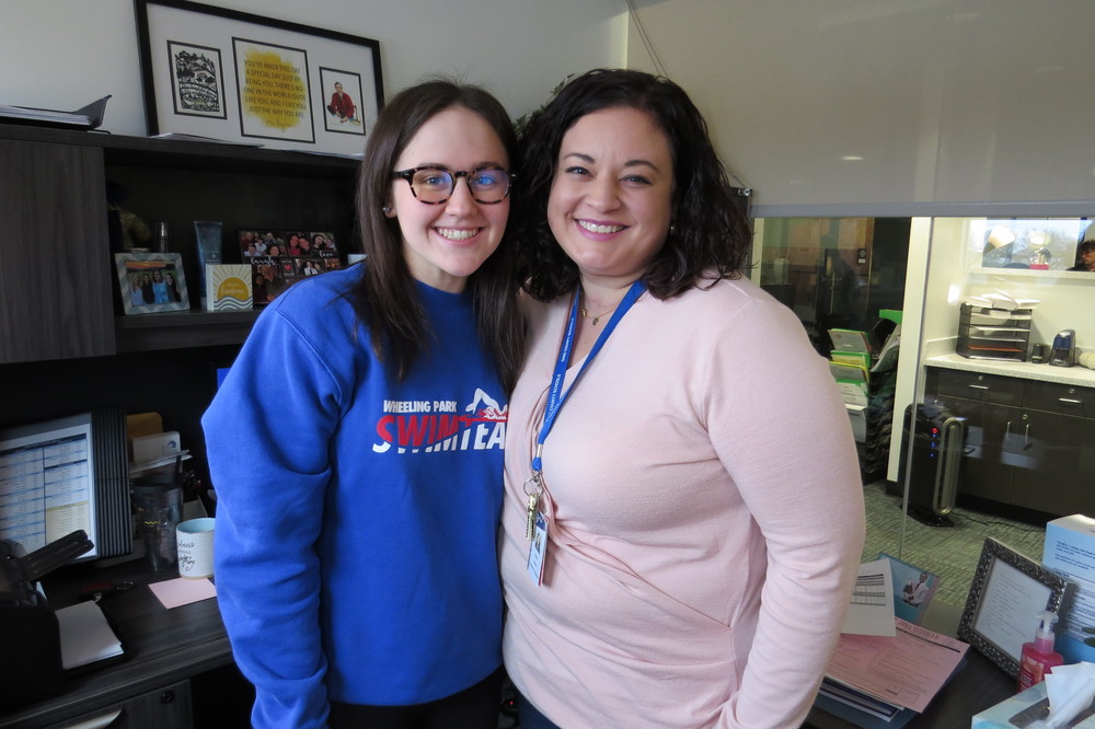 Wheeling Park High School Counselor Emily Trifaro is pictured with Patriot student Ava Sunseri.