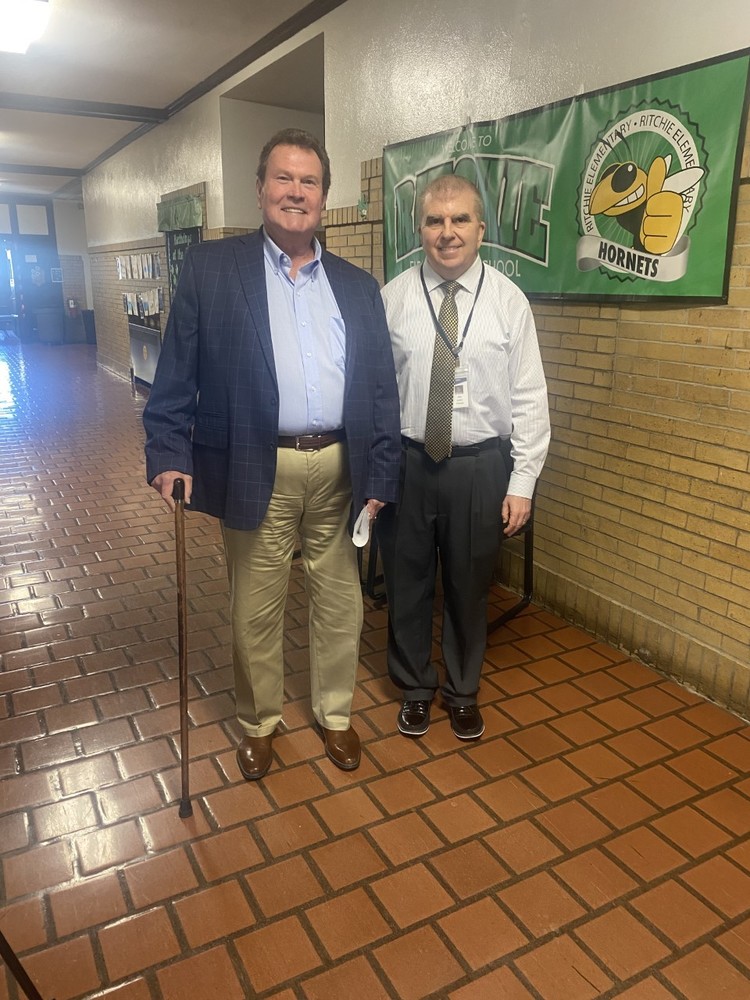 Pictured from left is John Pershing Wagner, Jr. and Ritchie Elementary Principal John Jorden.