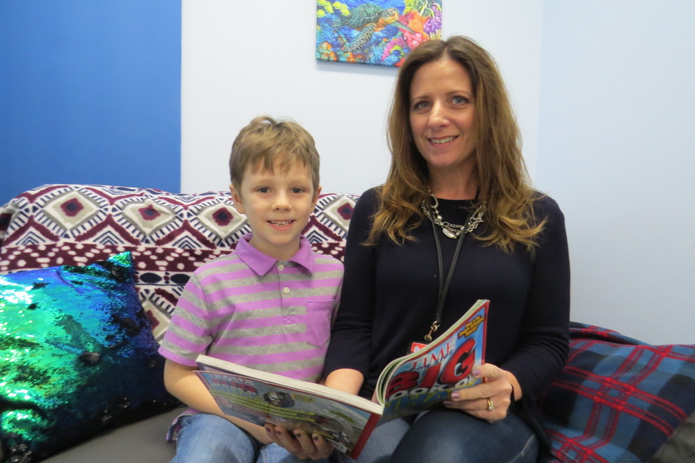 Counselor Rebecca Broadwater is shown with Steenrod student Cooper Warren.