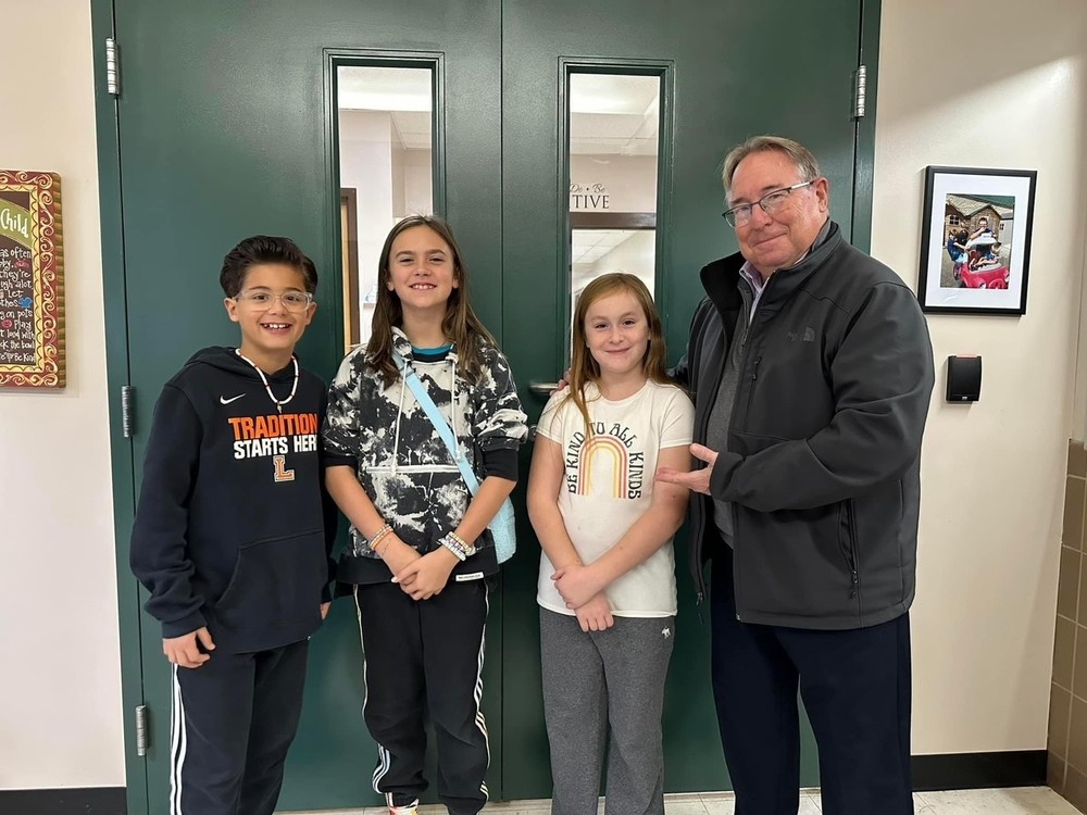 Ohio County Board of Education President Andy Garber is pictured with Steenrod Elementary School students