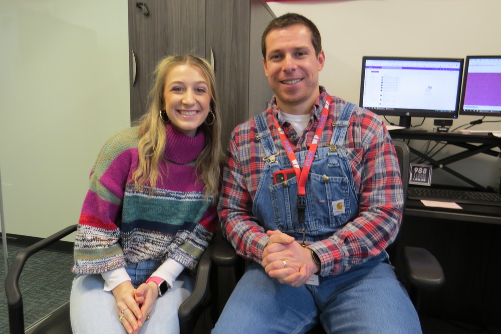 Wheeling Park High School Counselor Eric Francis is shown with Patriot student Hannah Seivertson. 