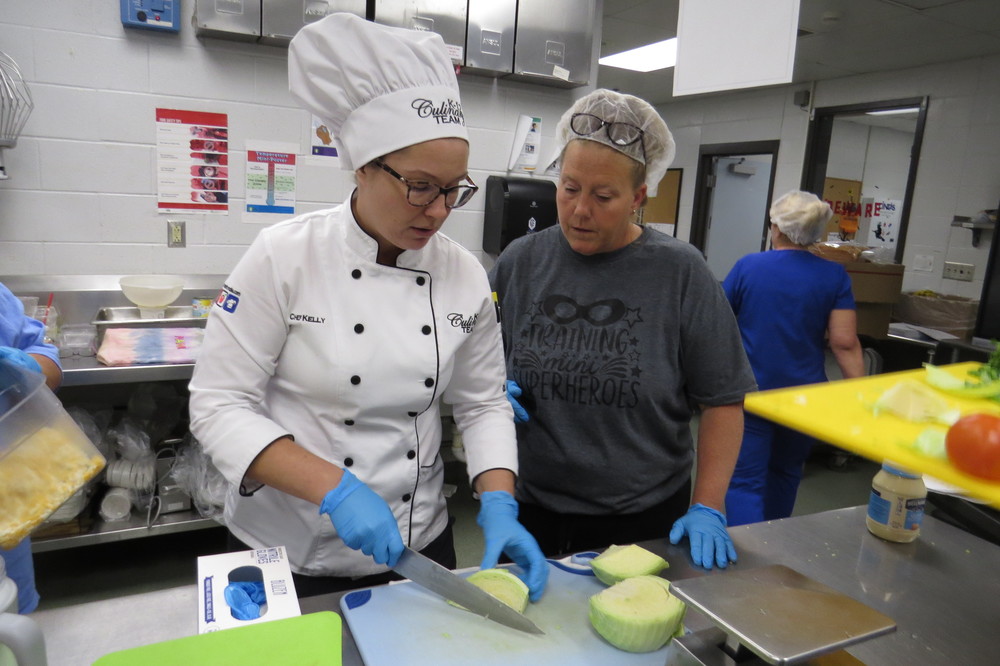 Chef Kelly Waldron is shown during a  professional  development  with OCS child nutrition staff members