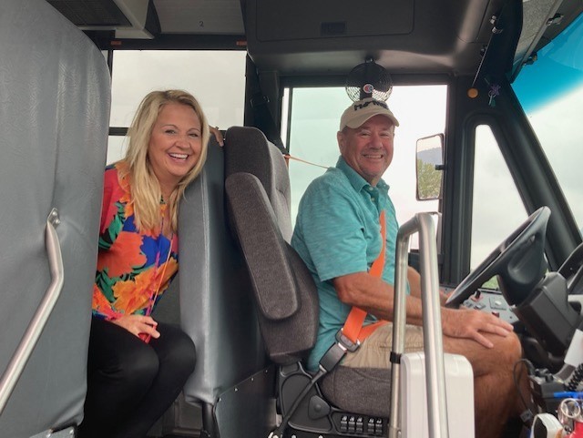 Pictured is Ohio County Schools bus driver Bob Pockl  with Superintendent Kimberly Miller.