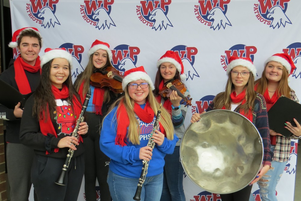 Wheeling Park High School students are ready for Festival of Sound!!! Shown in front from left are Patriot music students Tiara Simon, Paige Evans and Grace Moore. Shown in back from left are Ethan Bartsch, Brooke Sikole, Jamie Noble and Emma McCardle.