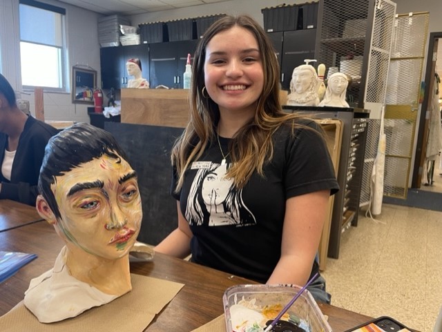 Pictured is Wheeling Park High School student Julie Walters with her artwork that will be on display Thursday during Celebration of the Arts.