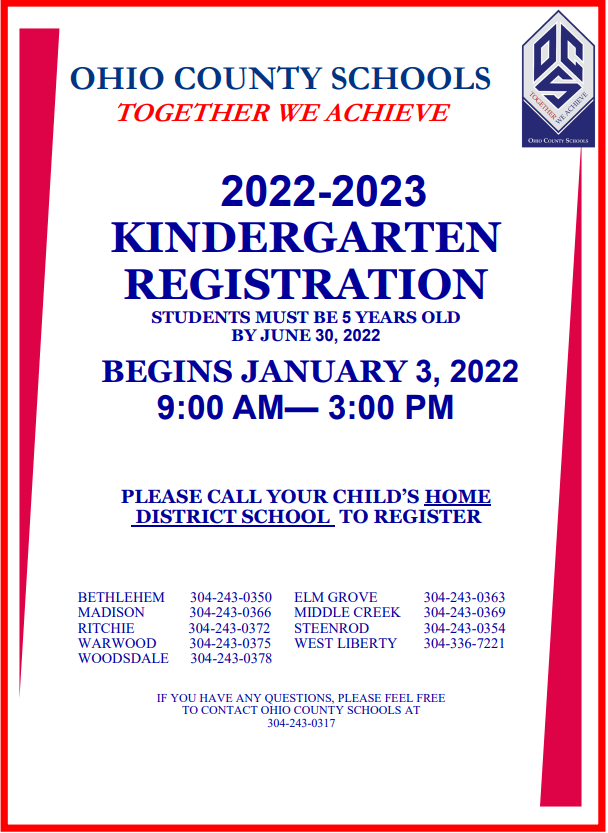 Kindergarten Registration 2022-2023